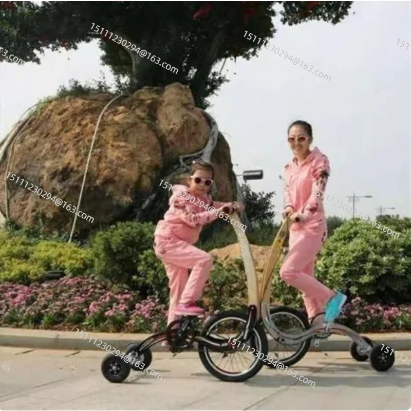 

Stand Riding Fitness Fold 20 Inch Exercise Half Bike Bicycle Scooter with Three Wheels