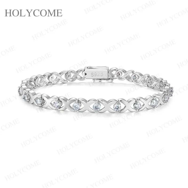 Moissanit-Armband 925 Sterling Silber Infinity Love Gliederarmband für Damen Funkelnder Luxus Hochzeits- und Party-Schmuck – Detail 5