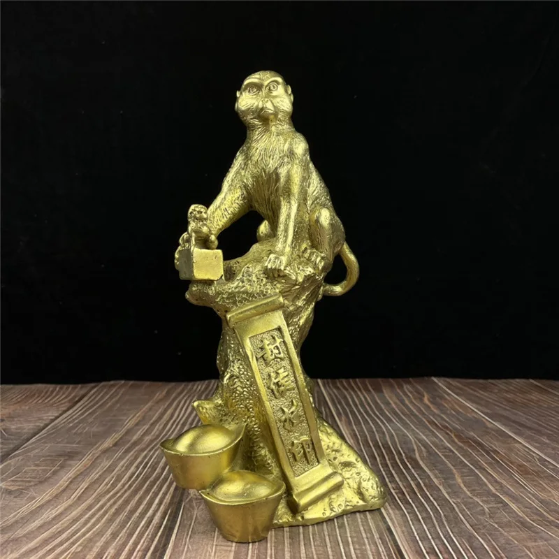 

Guyunzhai Brass Hanging Seal Zodiac Ingot Monkey Mascot Copper Crafts Home Decoration