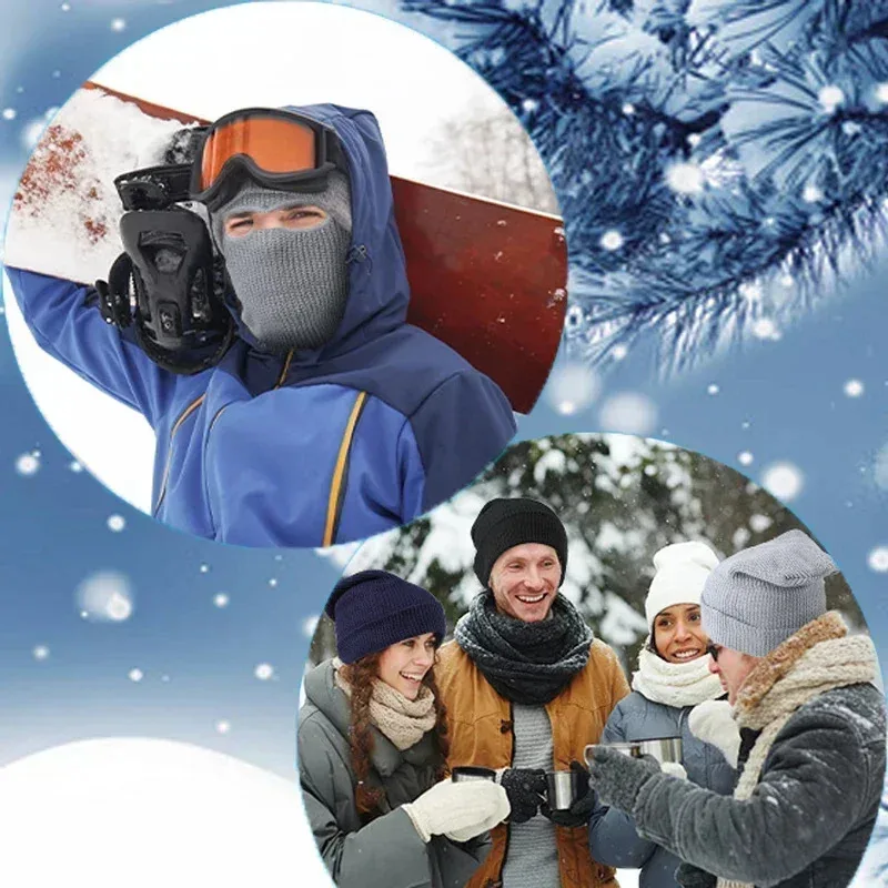 2In1 قناع قبعة صغيرة محبوك رشاقته الشتاء التزلج بالاكلافا قناع الوجه الكامل الحرارية يندبروف Coldproof تشغيل غطاء للأذنين قبعة #4