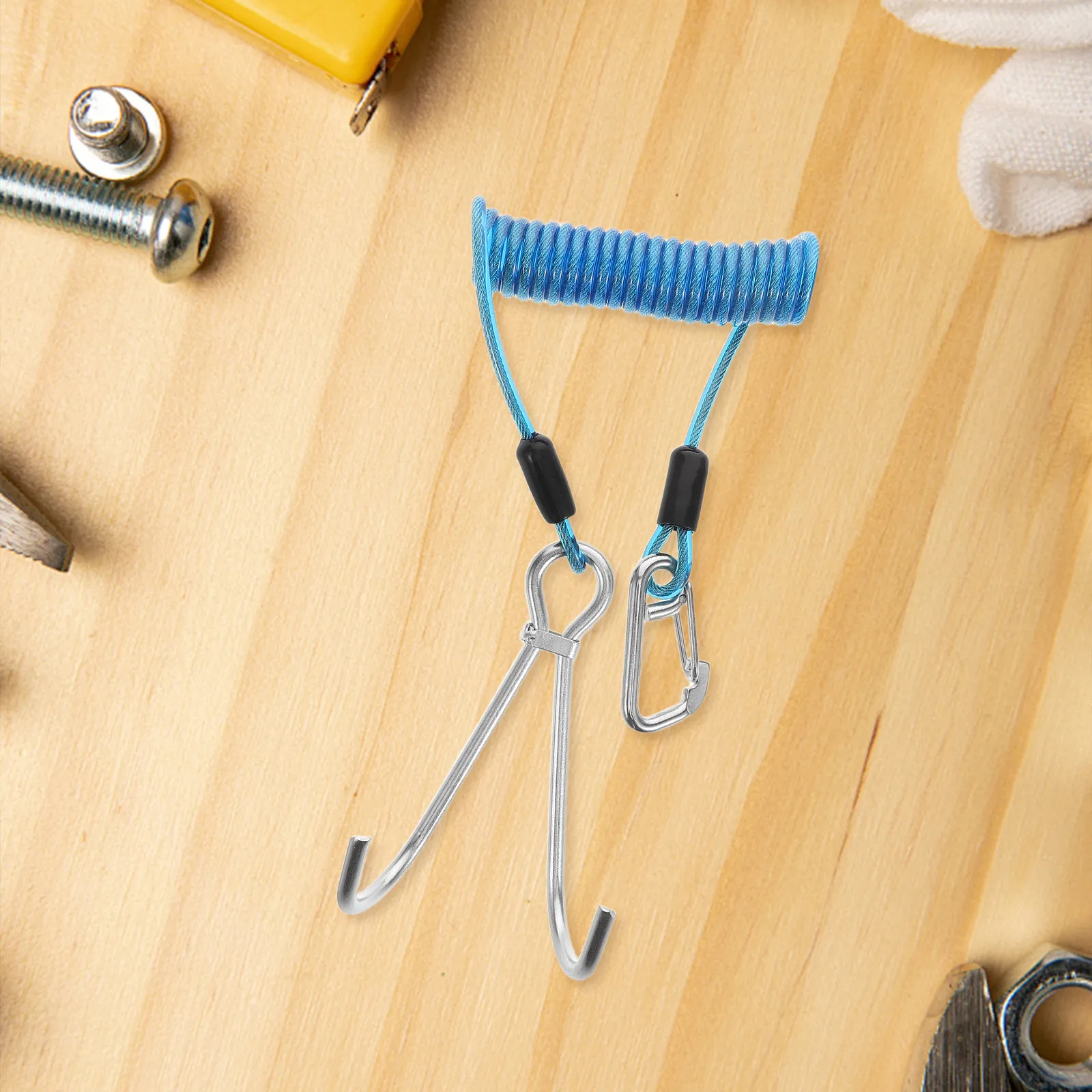 

Портативный страховочный пружинный трос из нержавеющей стали с двойным крюком для дайвинга, акваланга, рыбалки и аксессуары для крюков для рифов