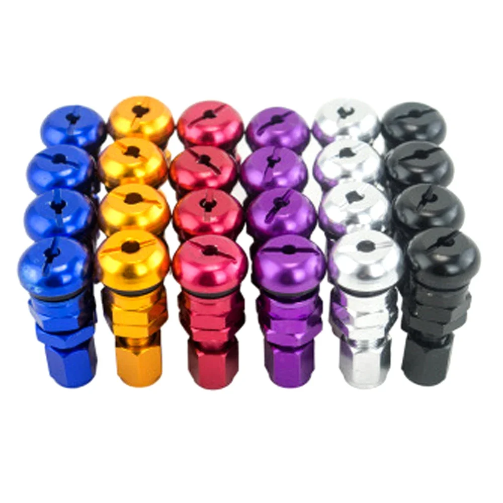 4Pcs Car Truck Motorcycle Valve Short Stems Metal Bolt Tire Valve Stem Kit with Dust Cap