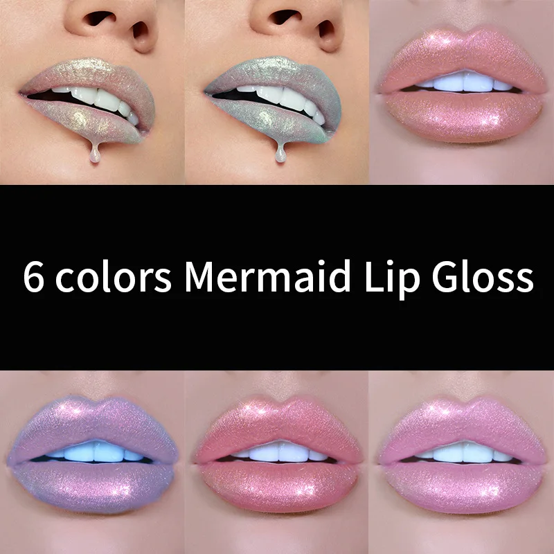 Polarized Liquid Lipstick Glitter Shiny Lip Gloss Waterproof Moisturize Jelly 6 Colors Long Lasting Mermaid Shimmer Cosmetics