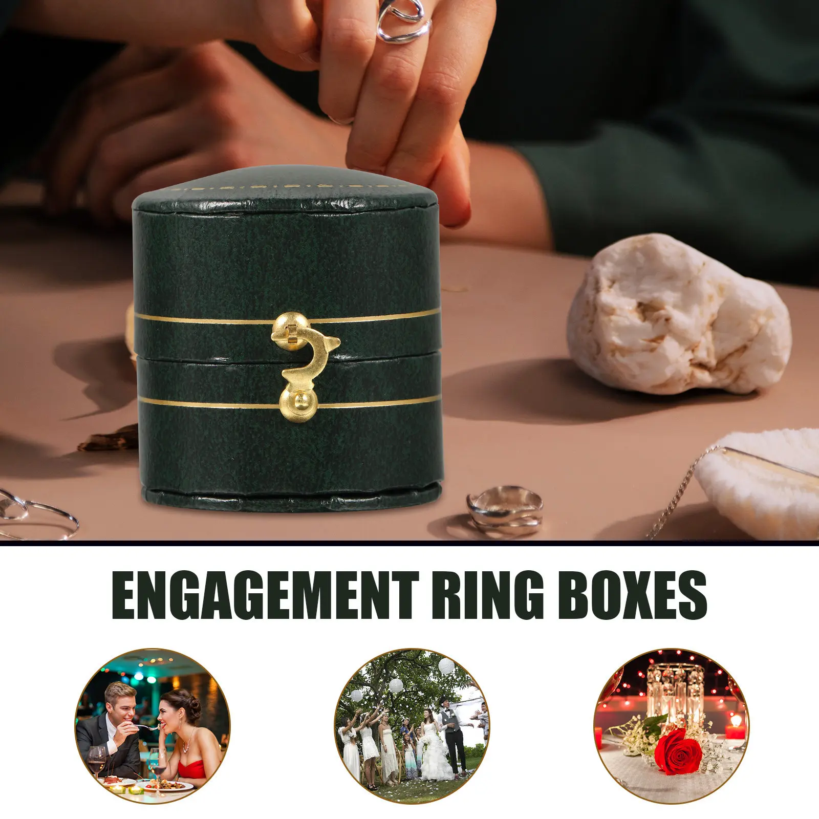 

Delicate Ring Box Travel Portable Small Ring Storage Case Vintage Organizer Jewelry Gift Packaging Box