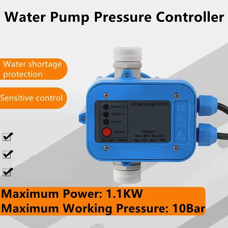 IP65 10A 220V-240VAC Water Pump Pressure Switch Automatically Controlled Electronic Switch Water Shortage Protection Adjustable