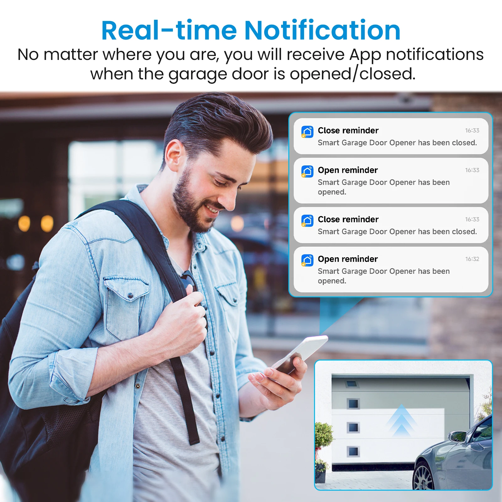 QCSMART Tuya Smart Life Garage Door Opener Controller Security Protection Remote Control Google Home Assistant Alexa