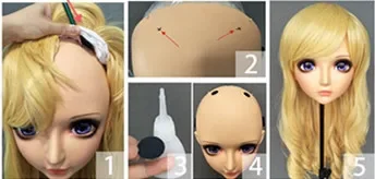 (DM-WIG01) Girl Sweet Resin Japan Anime Kigurumi Cosplay Mask Lolita Crossdressing BJD Masks' WIG Type for Choose