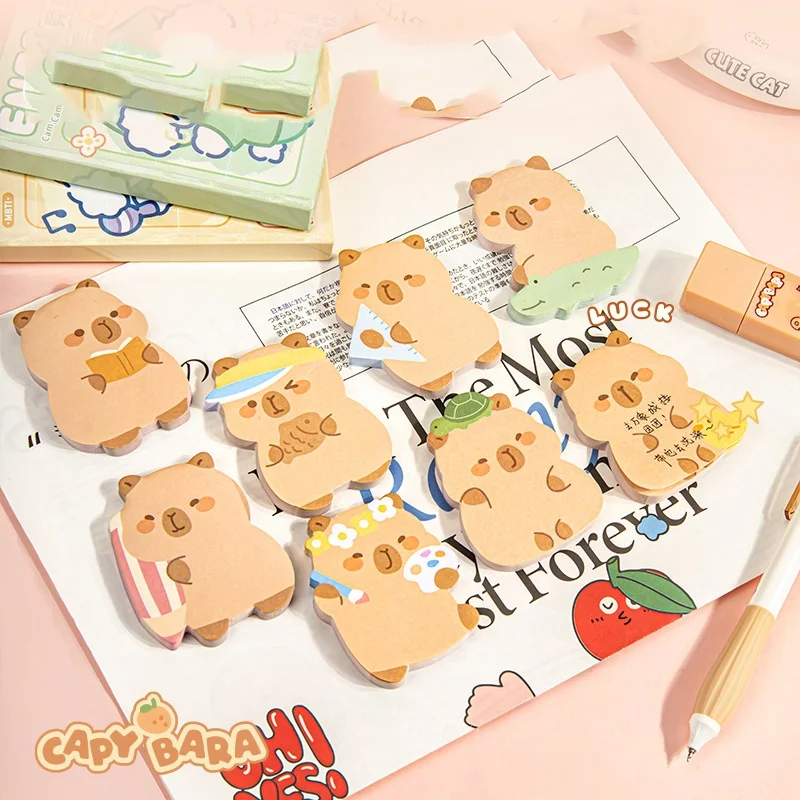48pcs/lot Kawaii Capybara Memo Pad Cute N Times Stationery Label Notepad Bookmark Post School Supplies