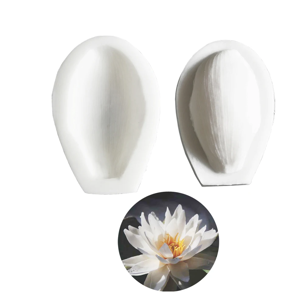 4PCS Large Lotus Flower Veiners &Cutter Silicone Fondant Mold Chocolate Sugar Paper PolymerClay Decoration Confectionery Moulds