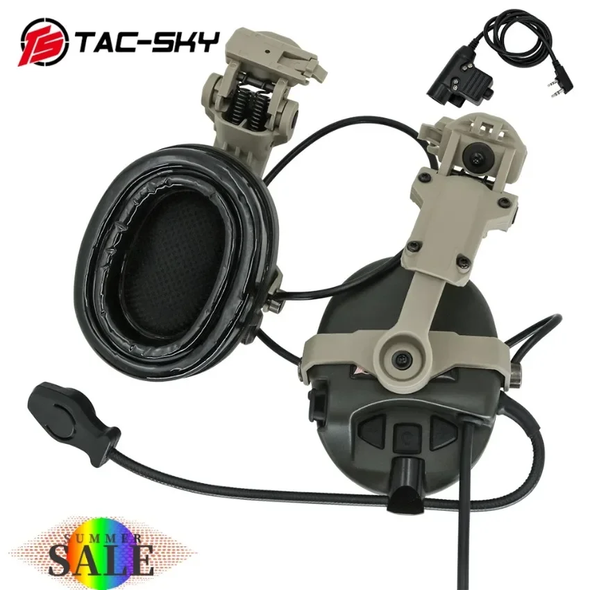 TAC-SKY Airsoft Hunting Shooting Tactical Sports Helmet ARC Rail Bracket Hearing Protection Sordn Headphones