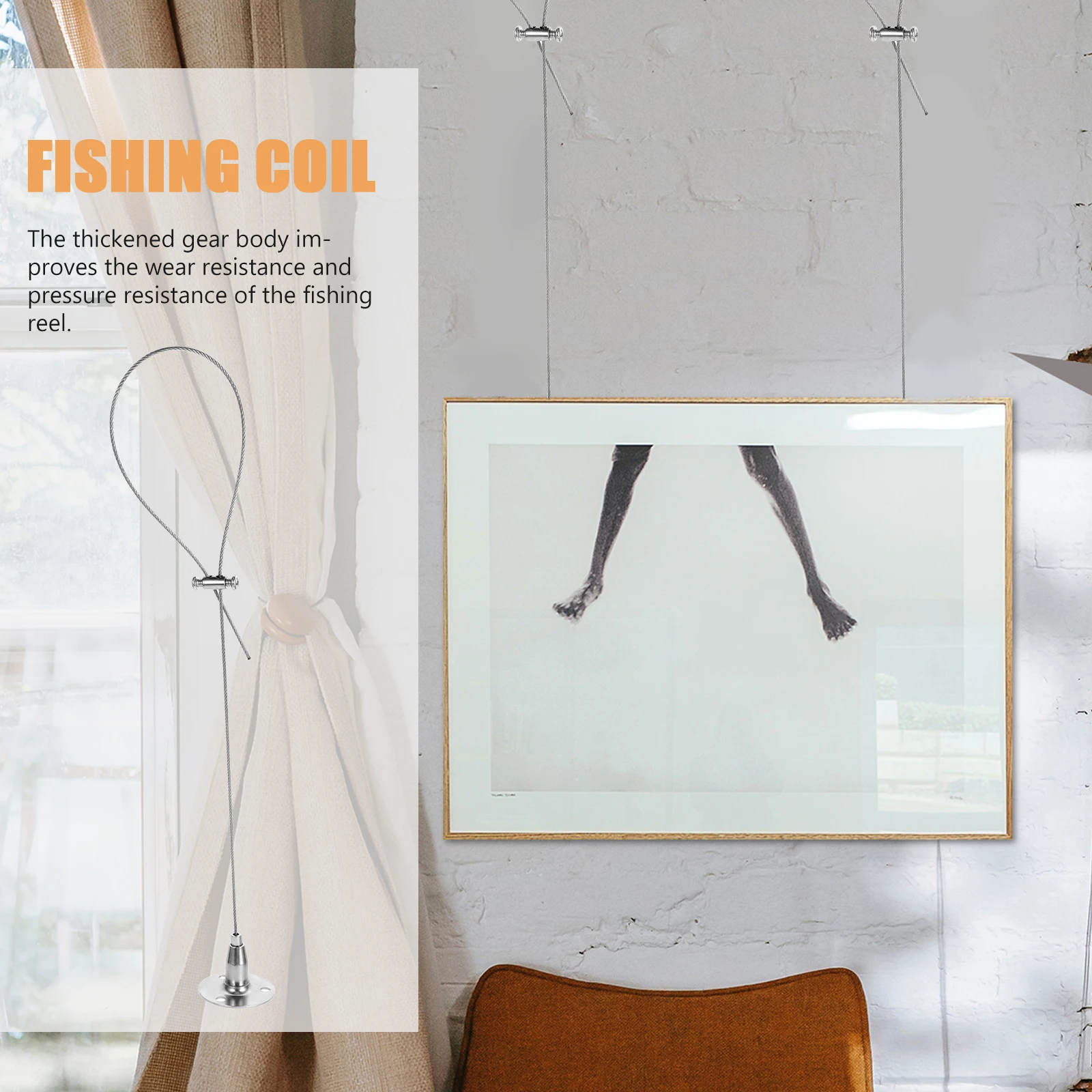 5pcs Zinc Alloy Anti-Slip Gallery Wire Rope Hangers for Picture Rail Hanging System Home Decor Display