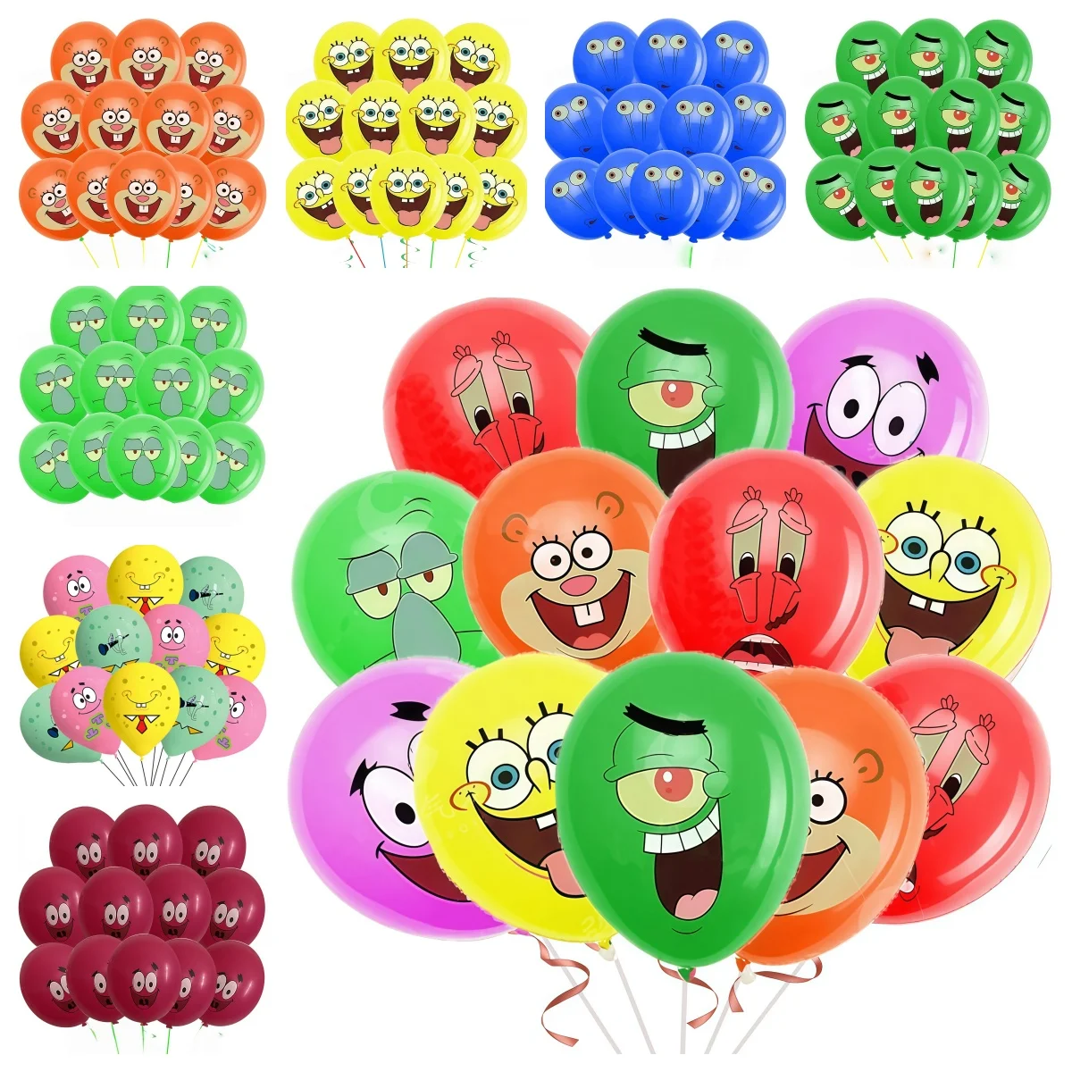 SpongeBob Schwammkopf Geburtstags-Luftballons Dekorations-Set 12/24/36/48 Stück Latex-Ballons Party-Zubehör Dekorationen