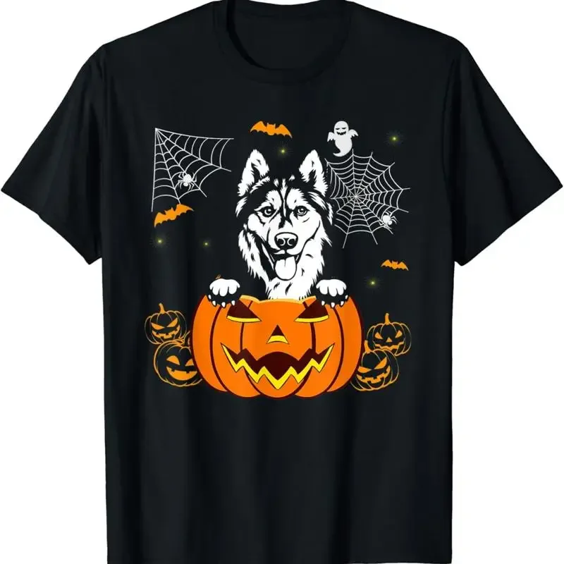 Siberian Husky Pumpkin Funny Halloween Costume Dog Lover T Shirt