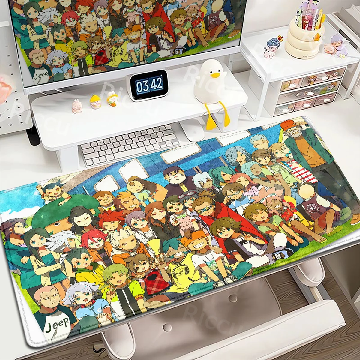 Large Size Anime Carpet Inazuma Eleven Computer Mousepad XXL Lock Edge Keyboard Game Cabinet Deskmat Gaming Accessories Mice Mat
