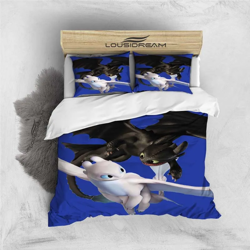 Cartoon Dragon Bedding Set Cute Lovely Duvet Cover with Pillowcase Single Double King Comforter Bed Cover  Home Textile