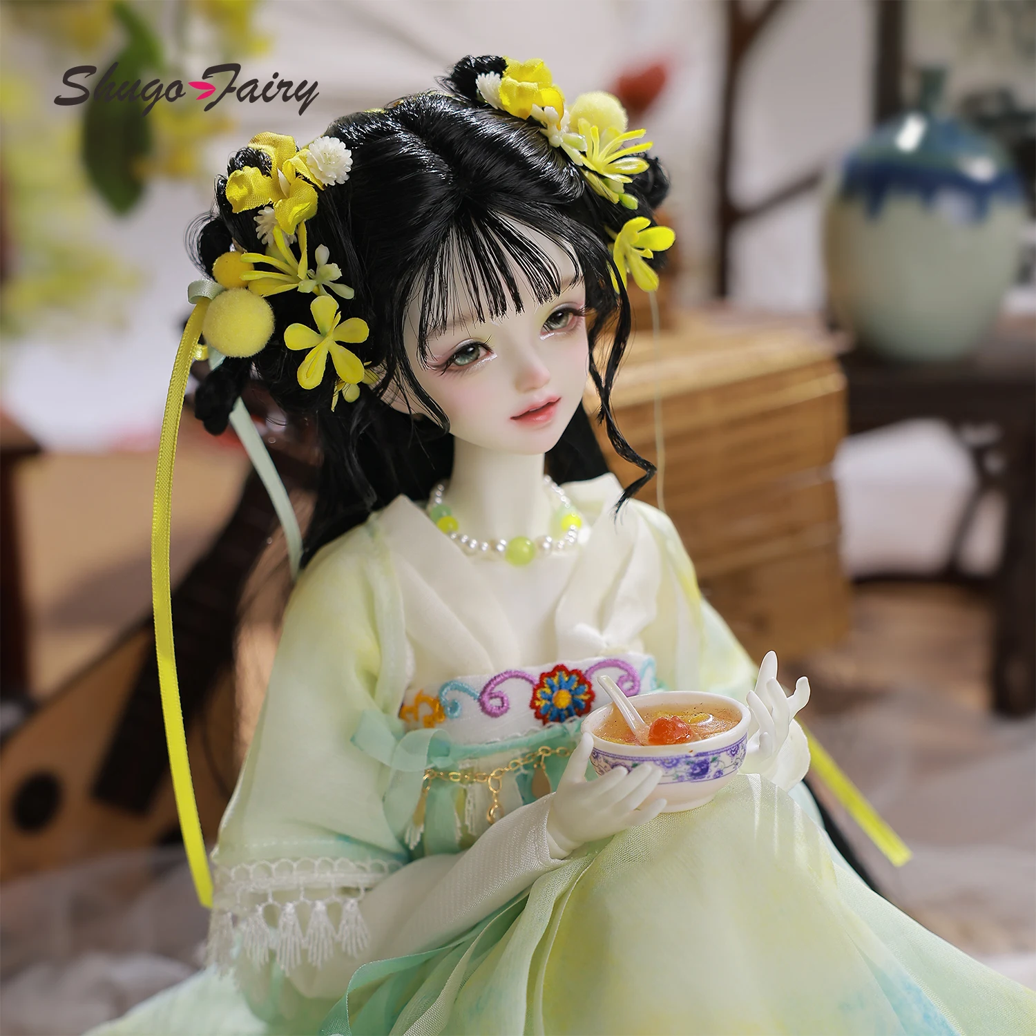 슈가페어리 코티 1/4 BJD 고대 스타일 소녀 오스만투스 스프라이트 포즈 가능 풀세트 헤어 장식 포함 프리미엄 중국 판타지 인형