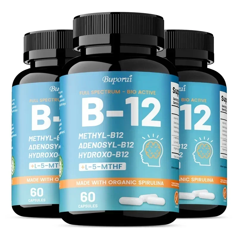 Vitamin B12 Capsules - for Mind, Energy, Brain, Mood, Heart Support, Boosts Immunity