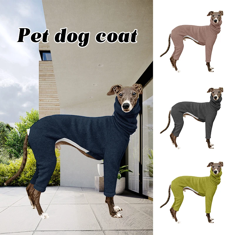 Large Dog Winter Clothes Jackets 4-Leg Fleece Thermal Dog Coat Greyhound Whipple Dog Jumpsuit Medium Dog High Collar Warm Outfit