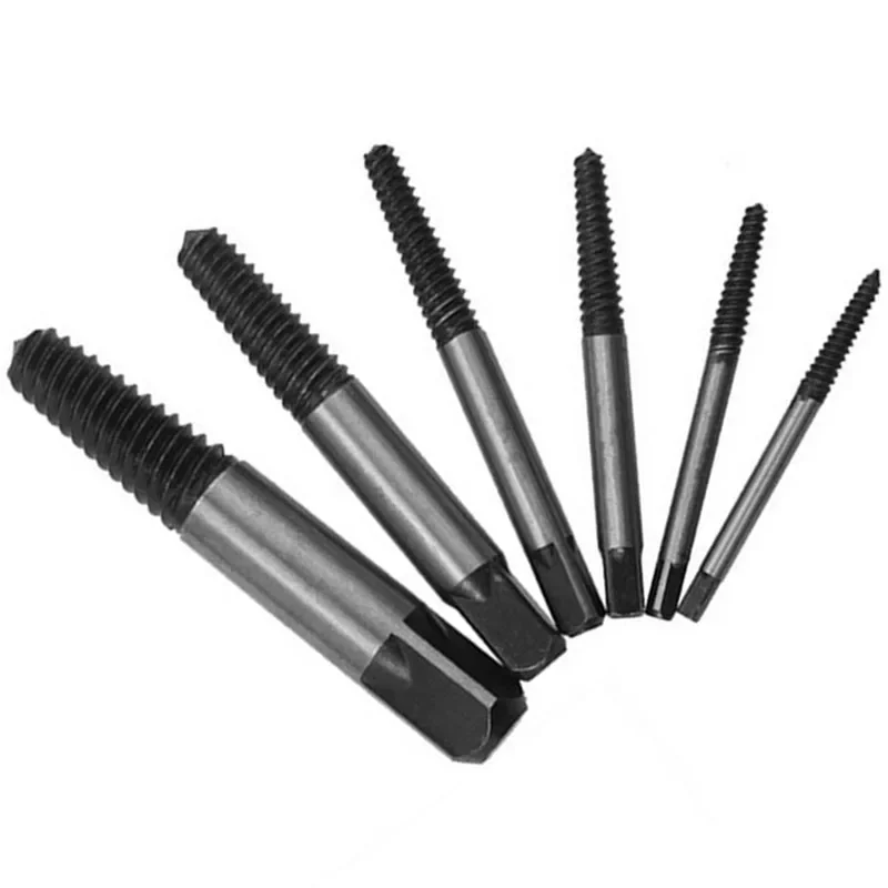 6 Pcs Set CVS Damaged Broken Screw Extractor Drill Bolt Stud Bits Remover Tools