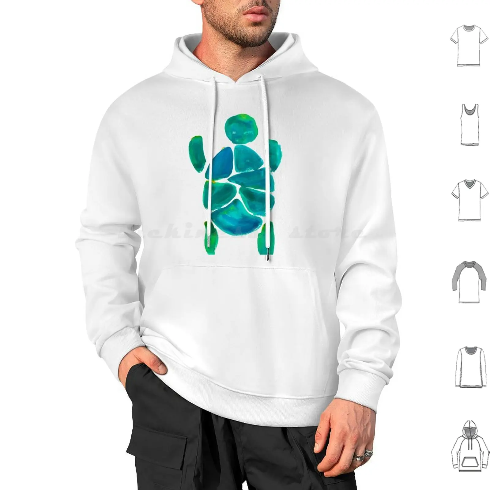 

Turtle Pool Party Hoodies Long Sleeve Turquoise Turtle Nature Greenery Blue Indigo Green Ocean Sea Life Environmental