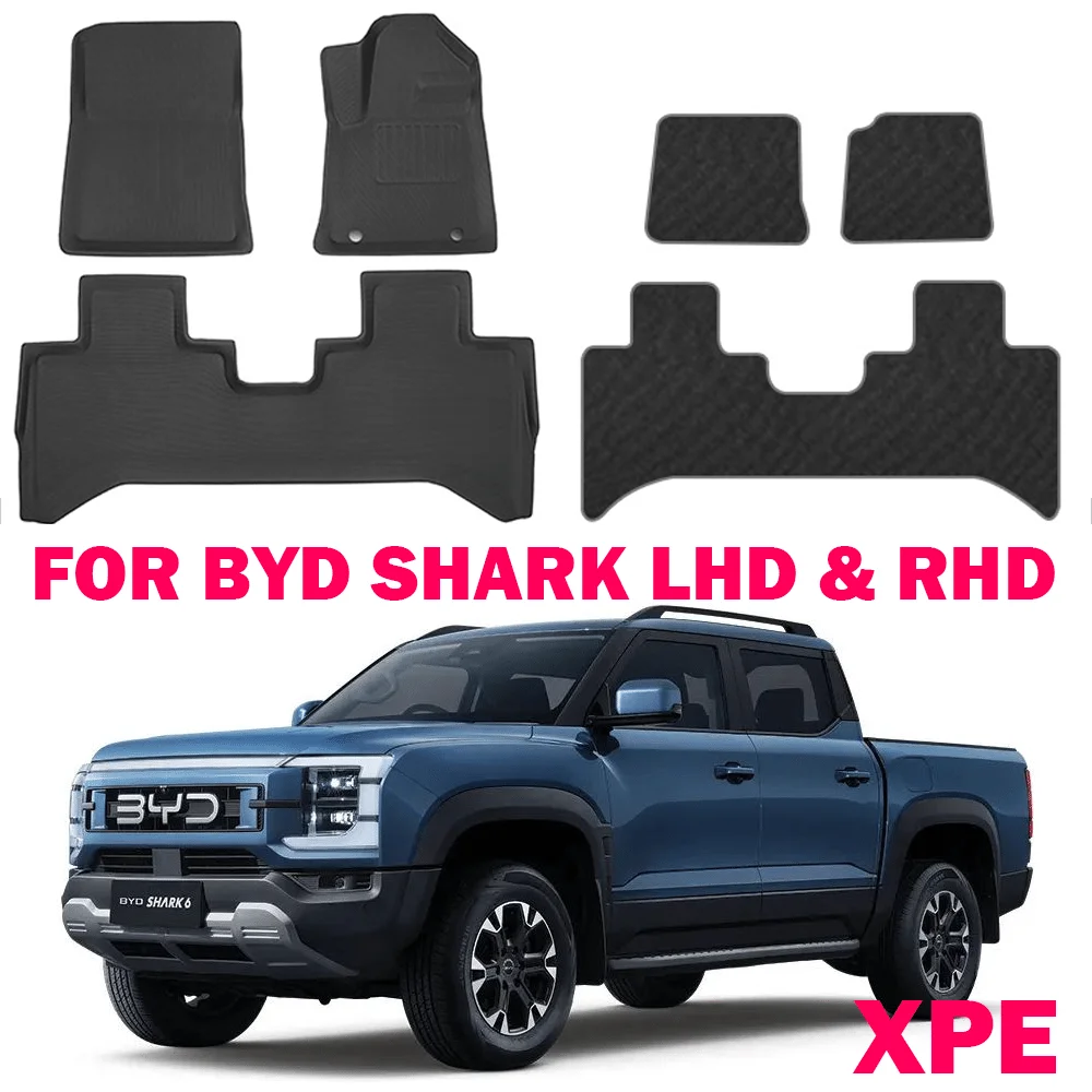 

Автомобильные коврики для BYD Shark 6 2024 2025 2026, коврик в багажник, водонепроницаемые, нескользящие, грузовые вкладыши, подушечки для ног, автомобильные ковры, подушечки с левым и правым рулем XPE