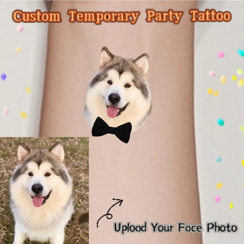 15 PCS custom dog temporary tattoo personalized cute fun dog Bow tie stickers animal dog  pet themed parties pet birthday gift