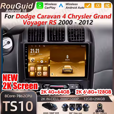 Android 16 Car Radio For Dodge Caravan 4 For Chrysler Grand Voyager RS 2000 - 2012 BT Screen Head Unit Video Multimedia Player