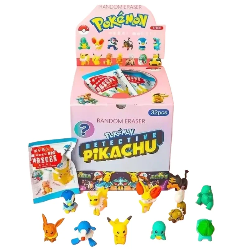 32 Surprise Bags, Including The Draft of Pockmarked Pikachu Collection, Cartoon Erasers, Student Stationery, Awards and Toys. view 2