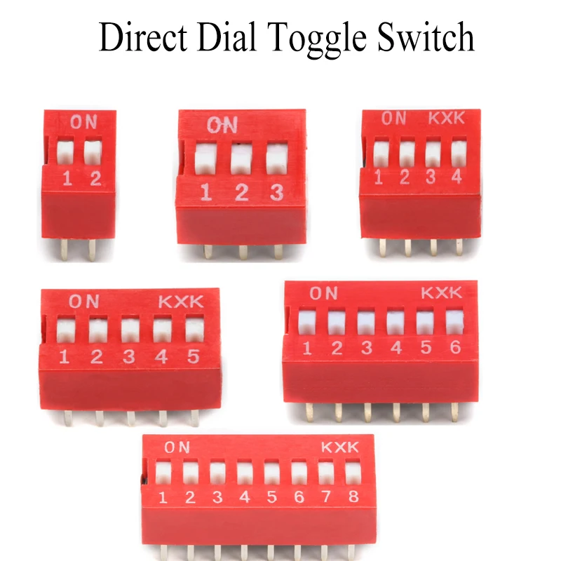 10PCS Quick Switch Red Toggle Switch DIP 2 3 4 5 6 8 PIN Direct Dial The Code Switch