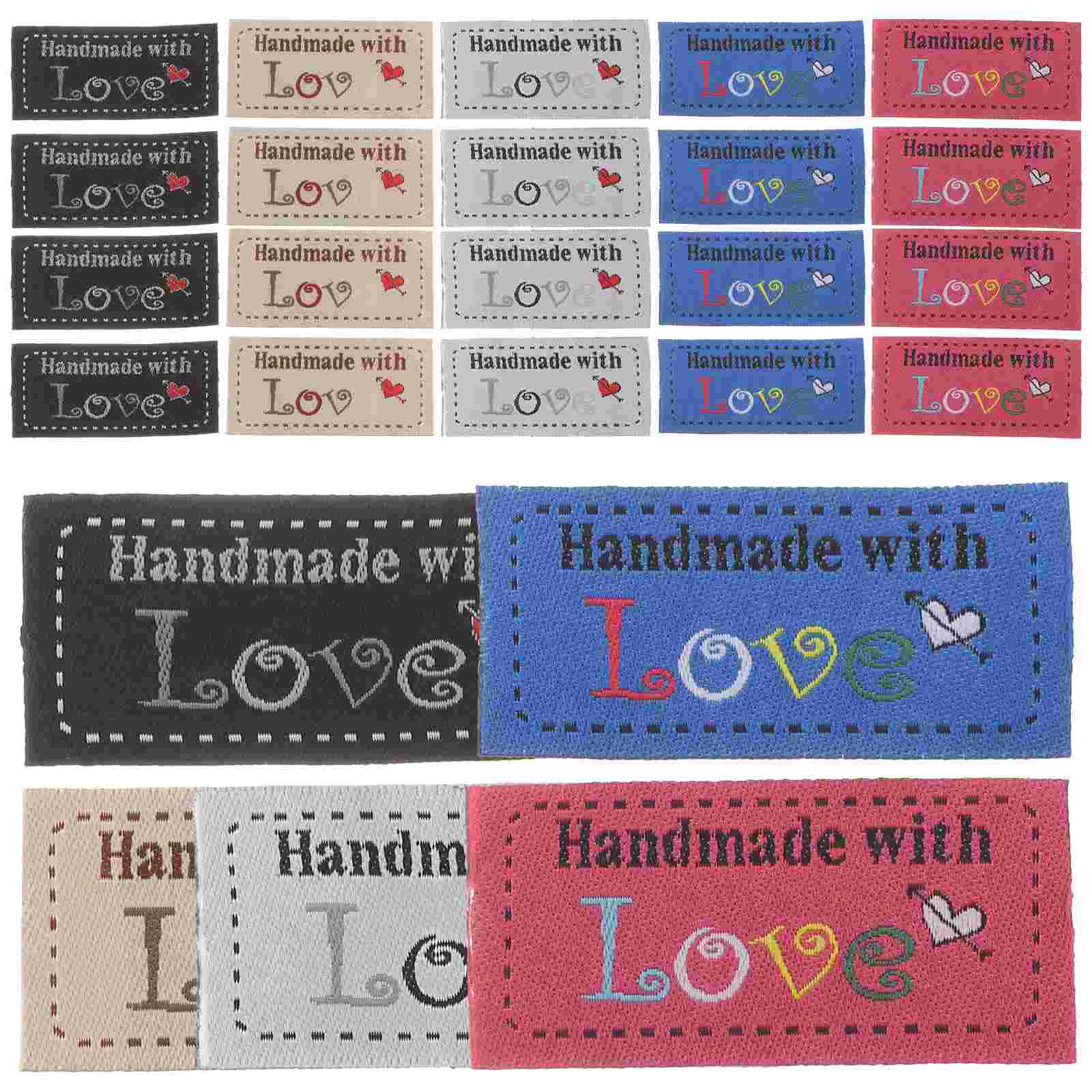 

100 Pcs Love Woven Label Embossed Tag Embellishment Labels Handmade Tags for Crochet Quilt Accessories Manual