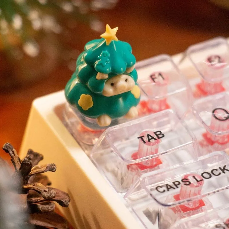Christmas Pig Keycaps Custom Original Design Resin Keycap Clay Handmade Cute Point Key Cap Artisan for Cross Switch Keyboard