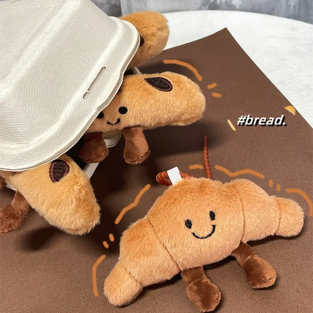 Creative Plush Croissant Keychain Soft Bag Decoration Doll Keyring Stuffed Toy Girl Gift Backpack Pendant