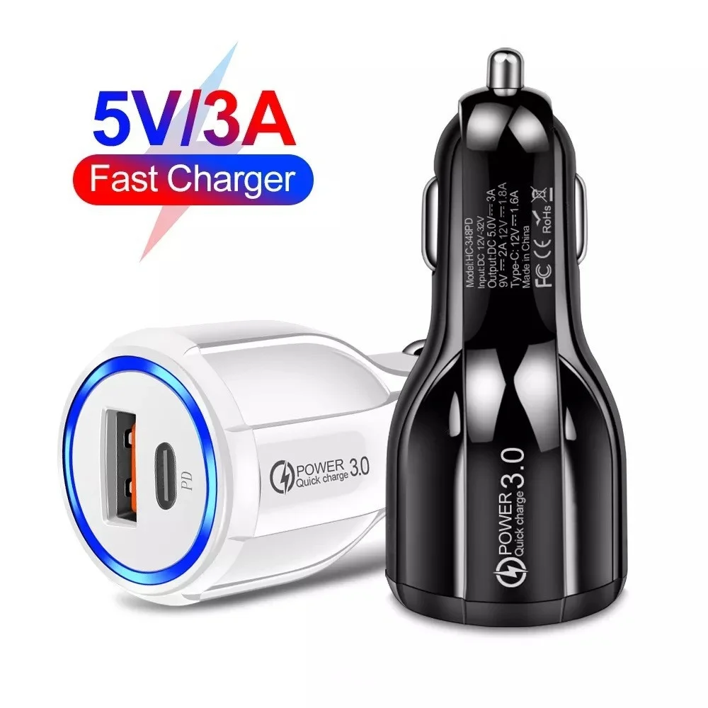 QC3.0 PD USB Car Charger Universal 3.1A Quick Fast Charging Car Adapter Socket Cigarette Lighter 12V-32V for Mobile Cell Phone