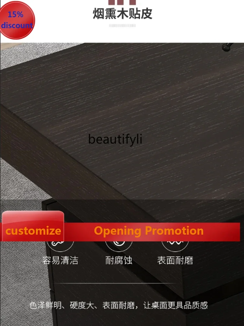 

Italian minimalist, desk, smoked wood color bedroom home writing desk, modern desk G1218