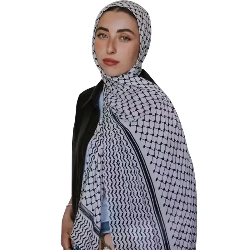 Hot Online Shopping Print Keffiyeh Scarf Long Chiffon Printed Palestine Keffiyeh Scarf Hijab Muslim Women\'s Shawl 185*70cm