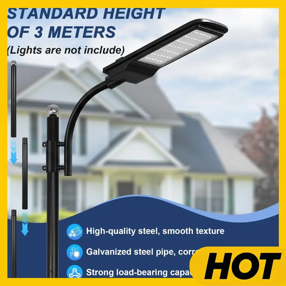 

10Ft Tall Street Light Pole with Rebar Cage Base Courtyard Light Pole Heavy Duty Street Lamp Post for Street/Parking Lots/Park