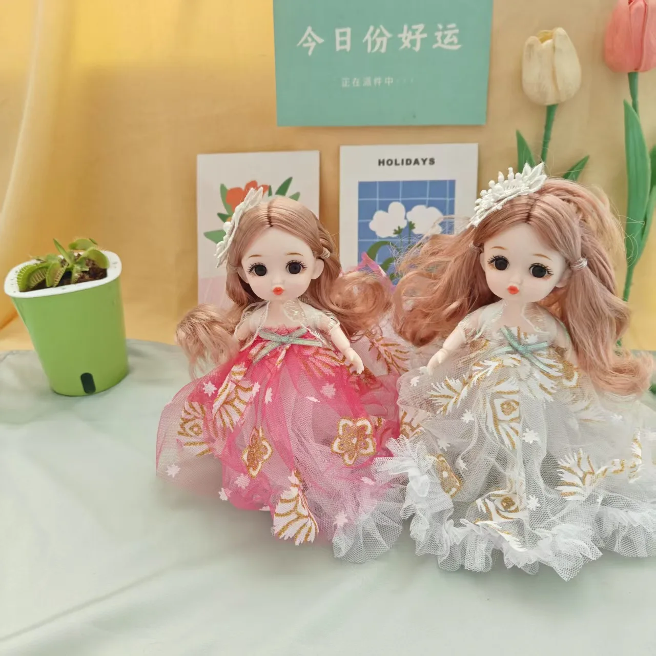 17 سنتيمتر فتاة دمية على شكل أميرة موضة مساء فستان الزفاف فستان BJD دمية المفاصل المنقولة DIY بها بنفسك فستان لعب الفتيات هدية عيد ميلاد