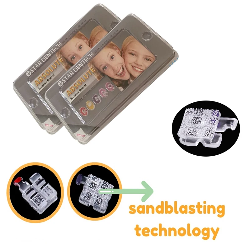 20 unids/caja soporte de zafiro monocristalino Dental soportes de cerámica de zafiro de ortodoncia Roth/ MBT 0,022 3 y 345 ganchos