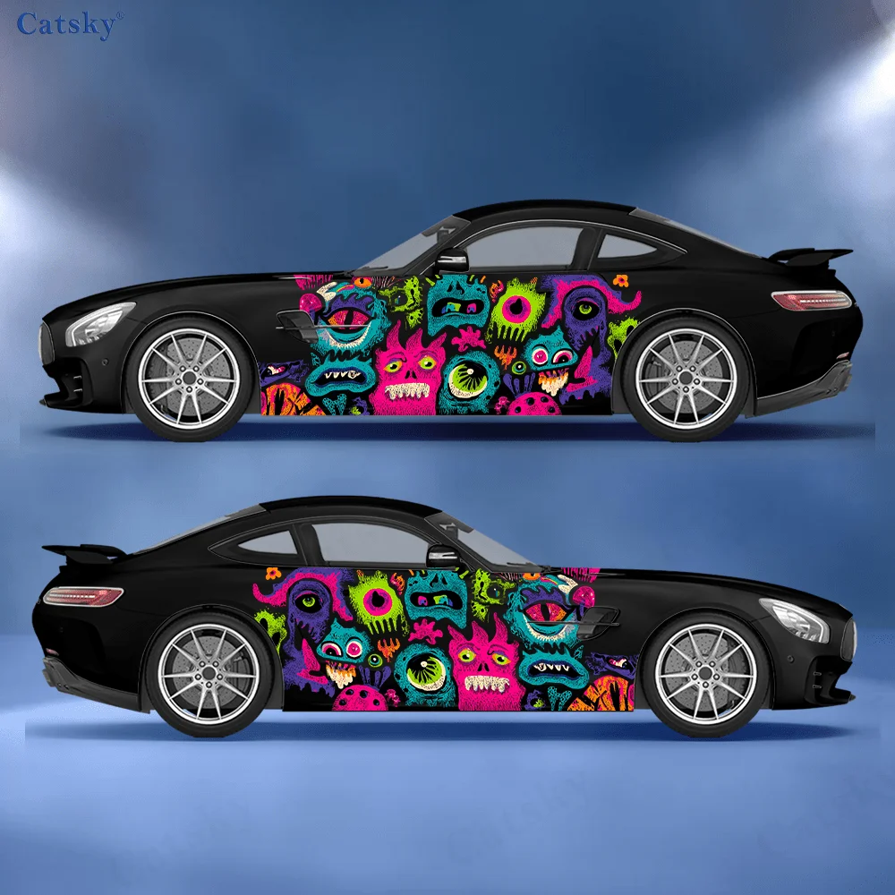 

Colorful Distorted Monster Car Vinyl Wraps Decal Self-adhesive PVC Sticker Suitable for Trucks SUV Decor Auto Accessories Gift