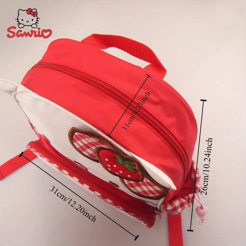 Sanrio HelloKitt Kindergarten Strawberry Bow Cat Backpack Cute Cartoon Anime Large Capacity Girl Heart Child Dedicate School Use