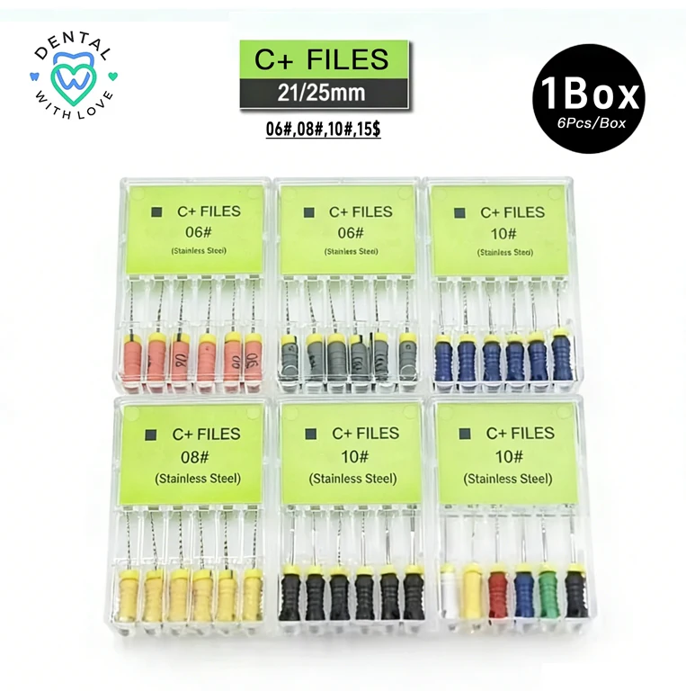 

6Pcs/Box Dentistry 25mm Root Canal Files C+ Files Oral Cavity Gum Root Canal Dredge Material Stainless Steel Nursing Toosl