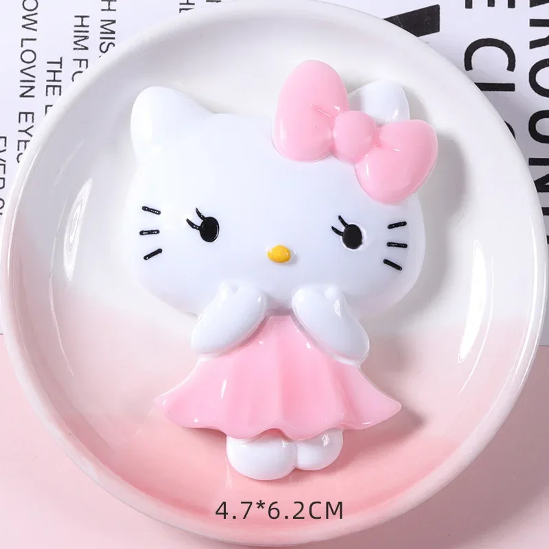 2 buah ukuran besar Sanrio Bow berdiri Hello Kitty Resin kartun pesona mode baru Resin Flatback kerajinan epoksi Resin untuk kerajinan