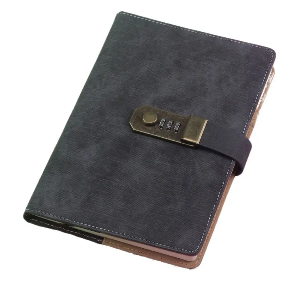 PU Leather Cover Diary Book with Lock Chinese Style Simple Atmosphere Password Lock Notebook Retro Soft Leather A5 Notebook