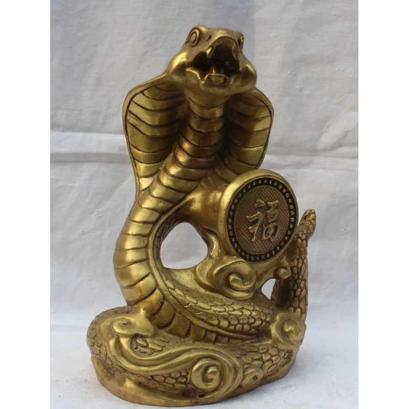 Chinese Feng shui Fu Brass Statue, Wealth, Year of the Zodiac, Snakeye, house decoration, Metal Crafts image 5