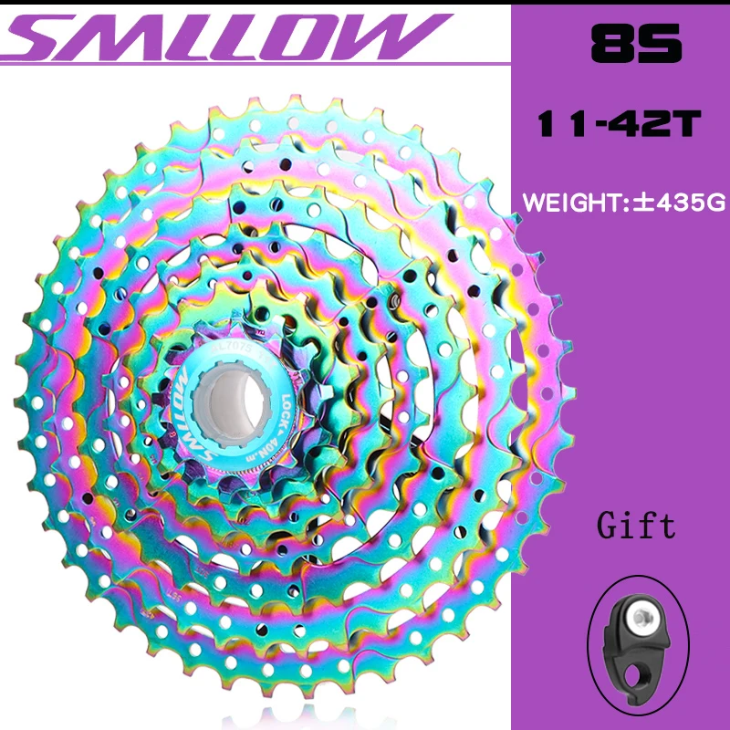 SMLLOW MTB Bicycle Cassette Freewheel Colorful Sprocket 8 Speed 11-42T Mountain Bike 8s Flywheel