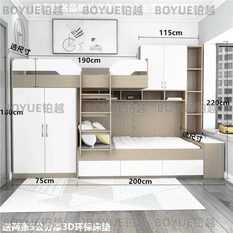Staggered Bunk Bed Multifunctional Kids Room Space Saving Tatami Combo Mother Child Sleeping Solution for Small Apartment