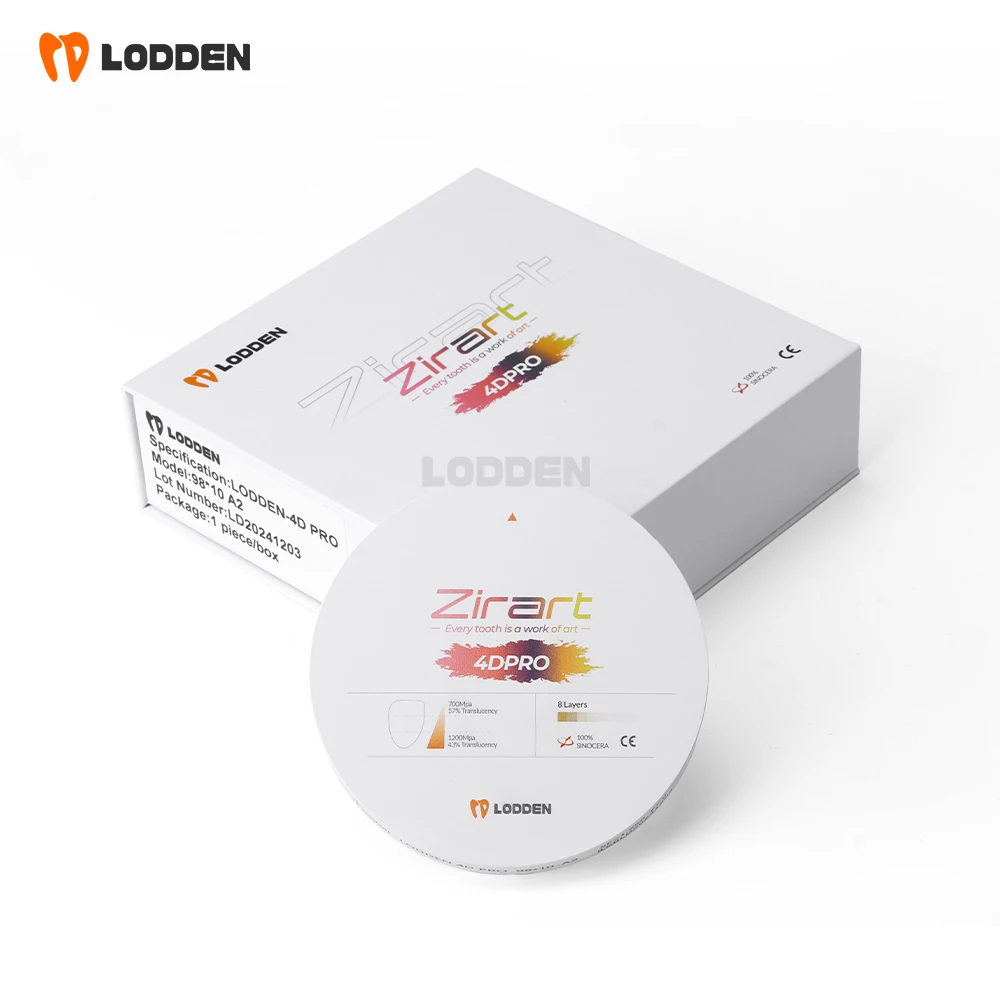 Lodden Dental Lab 4D PRO Zirconia Block 98mm Multilayer Zirconia Disc Block Vita 16 Colors Dental Cad Cam Dental Materials