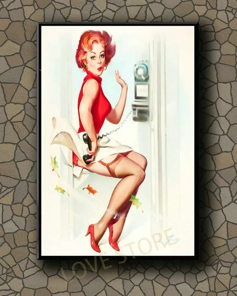 P191 Vintage Beautiful Pin-up Girl Classic Picture 316 Silk Fabric Poster Art Decor Indoor Painting Gift
