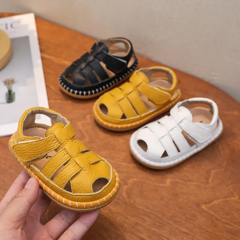

Baby Girls Boys Sandals Summer Infant Toddler Shoes Children Genuine Leather Sandals Non-slip Soft Sole Outdoor Kids Beach Shoes