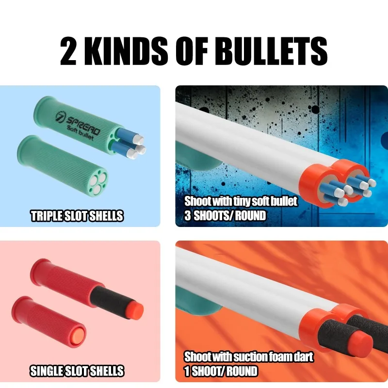 Schuimblaster met dubbele cilinder en schaaruitwerping 2-in-1 Ideaal cadeau voor kinderen vanaf 14 jaar